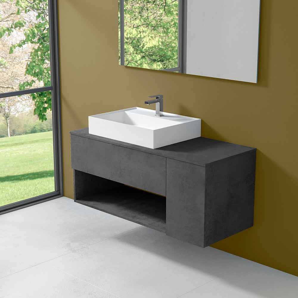 Mueble de baño suspendido de diseño con lavabo sobre encimera de estilo  moderno - Pistillo