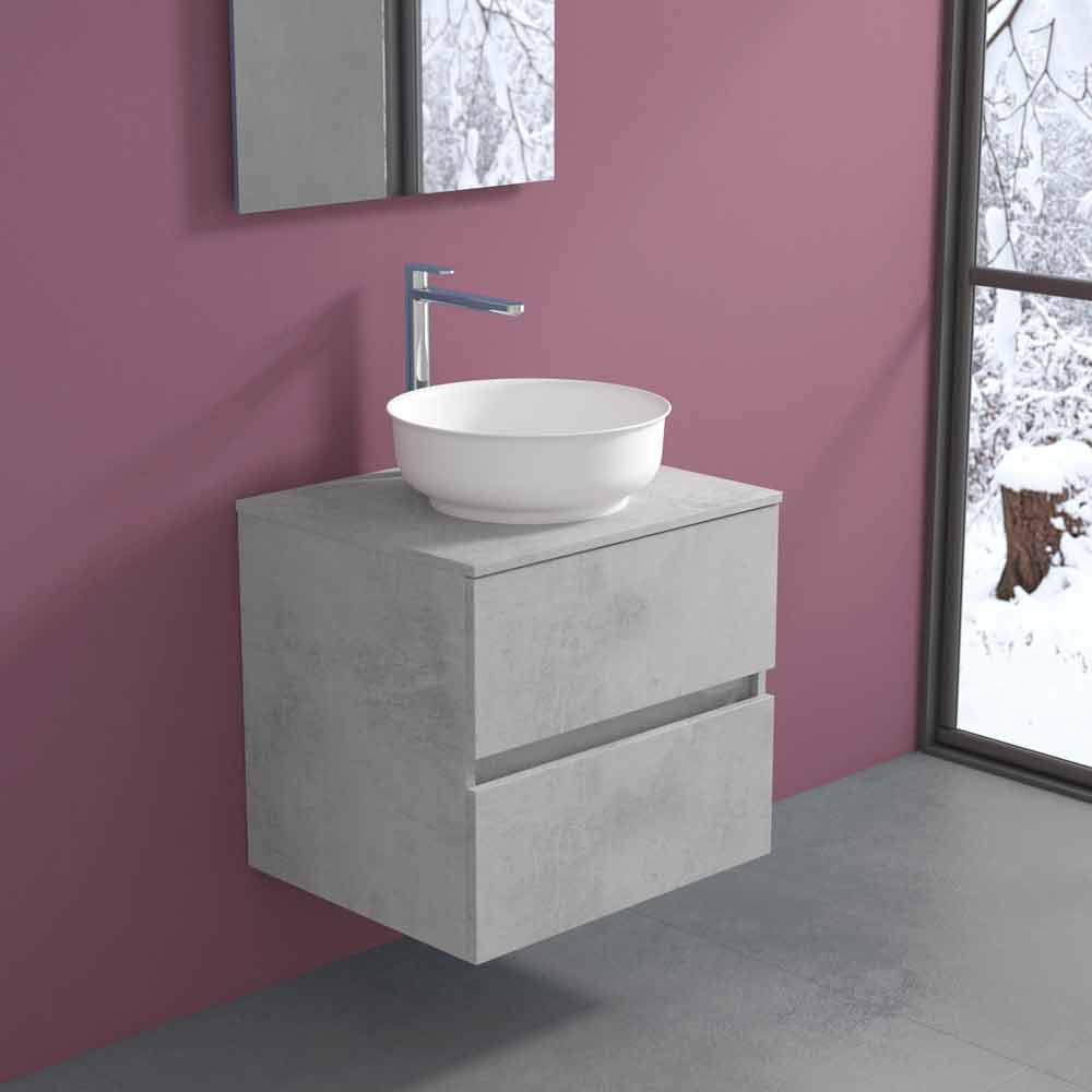 Mueble de baño suspendido con lavabo redondo sobre encimera, diseño moderno  - Dumbo