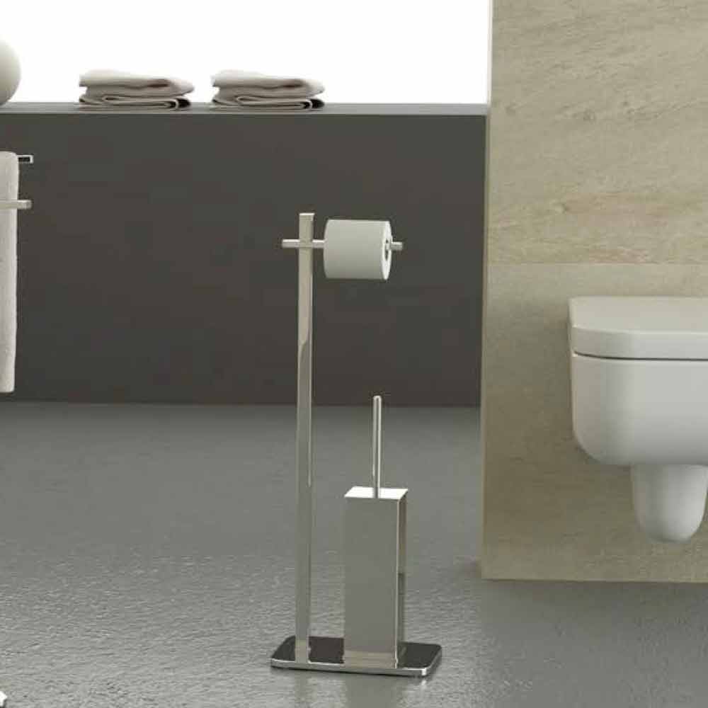 Portarrollos de hierro y escobilla de baño de diseño moderno Made in Italy