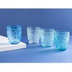 12 Vasos de Agua de 300 ml en Vidrio en 4 Tonos Diferentes de Azul - Cometas viadurini