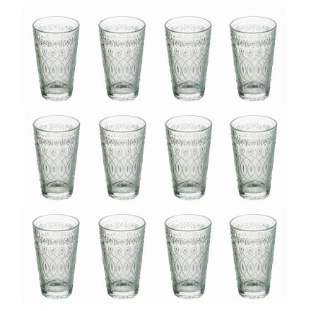 12 vasos de bebida de vidrio transparente decorados para bebidas - Maroccobic viadurini