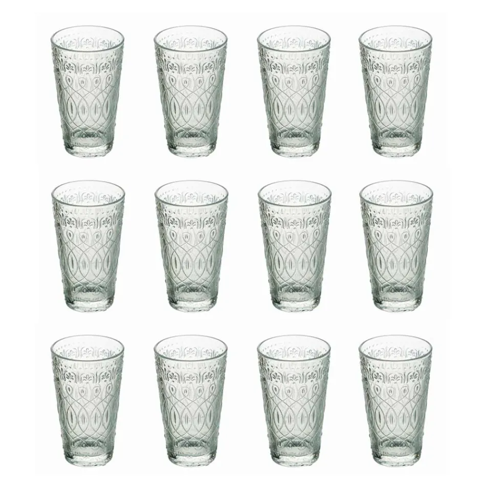 12 vasos de bebida de vidrio transparente decorados para bebidas - Maroccobic viadurini