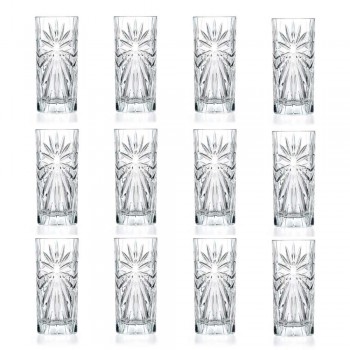 12 vasos de cóctel altos Highball Tumbler en diseño de cristal ecológico - Daniele