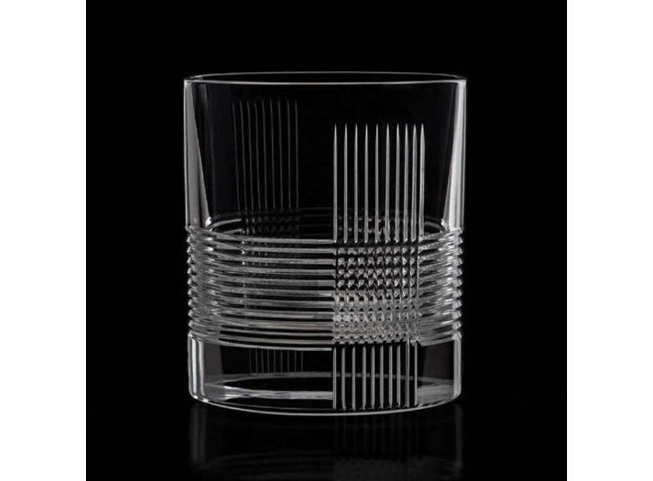 12 Vasos para Agua o Whisky Diseño Vintage en Cristal Decorado - Táctil