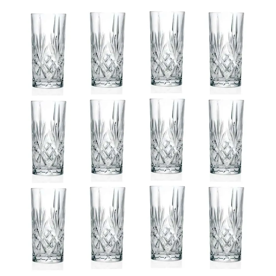 12 Vasos Tumbler Alto Highball para Cóctel en Eco Crystal - Cantabile viadurini