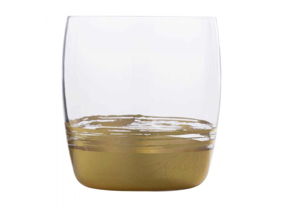 12 Vasos bajos para agua con hoja de oro, platino o bronce - Soffio