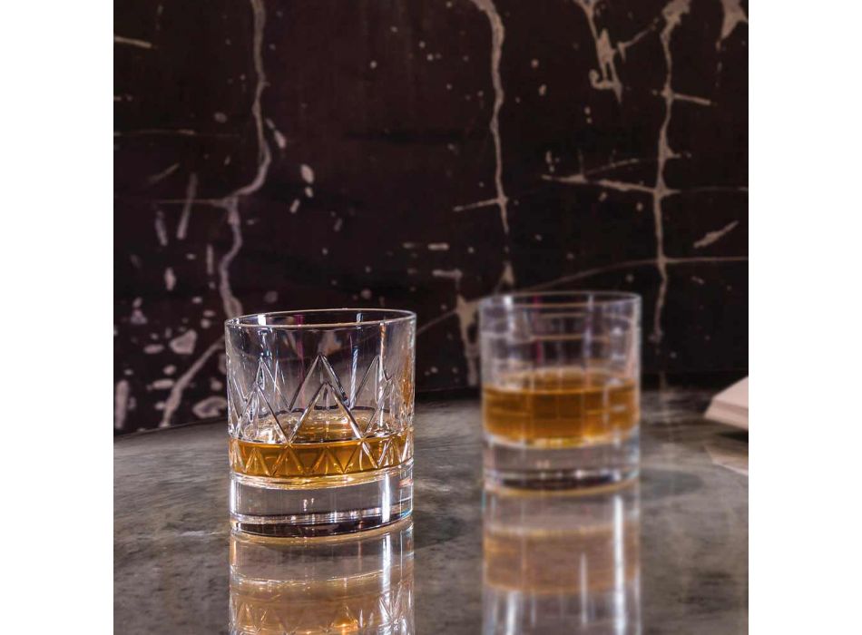 Diseño moderno de lujo de 12 vasos de whisky o agua en cristal - Arritmia viadurini