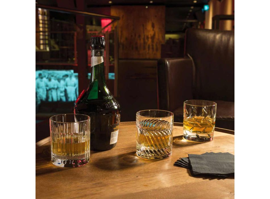 12 vasos de agua de whisky o de cristal con decoración lineal de lujo - Arritmia