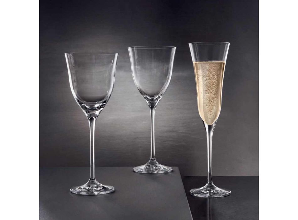 12 copas de vino blanco en cristal ecológico Minimal Luxury Design - Smooth viadurini