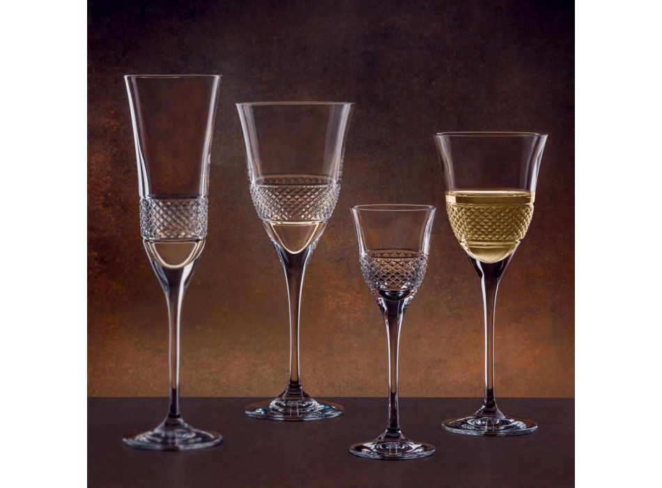 12 Copas de Vino Tinto en Eco Cristal Elegante Diseño Decorado - Milito viadurini