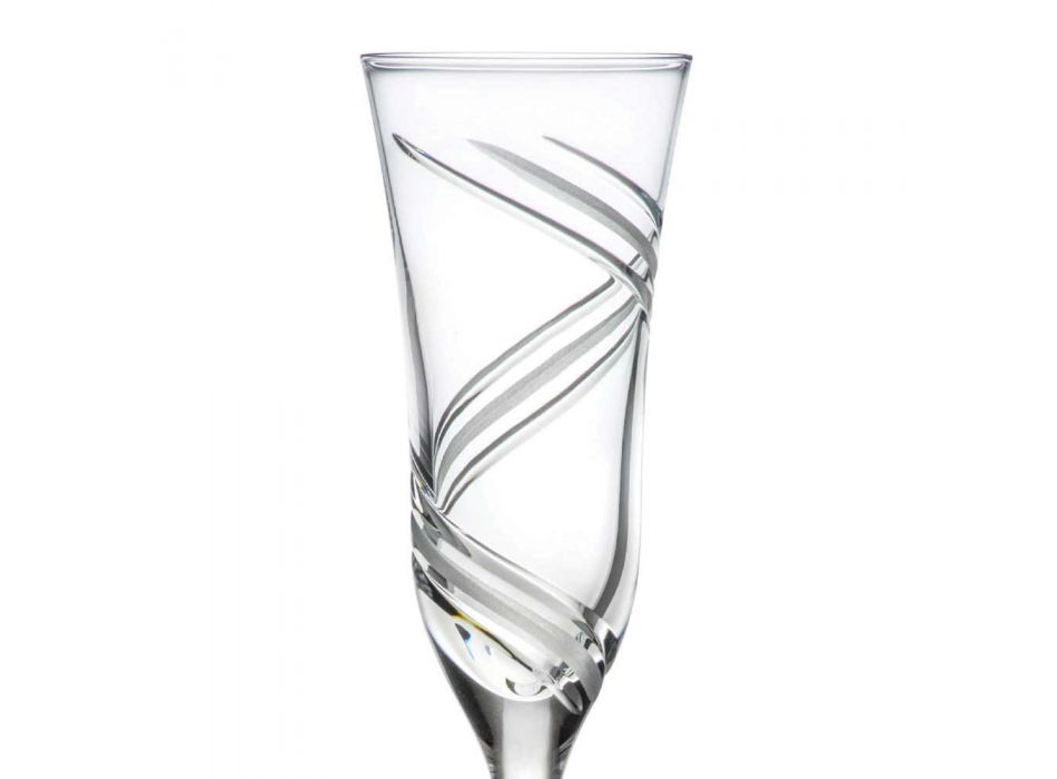 12 copas de flauta de champán en cristal ecológico decorado innovador - Ciclón