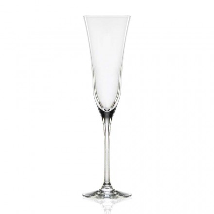 12 vasos de flauta en cristal de lujo ecológico diseño minimalista - liso viadurini