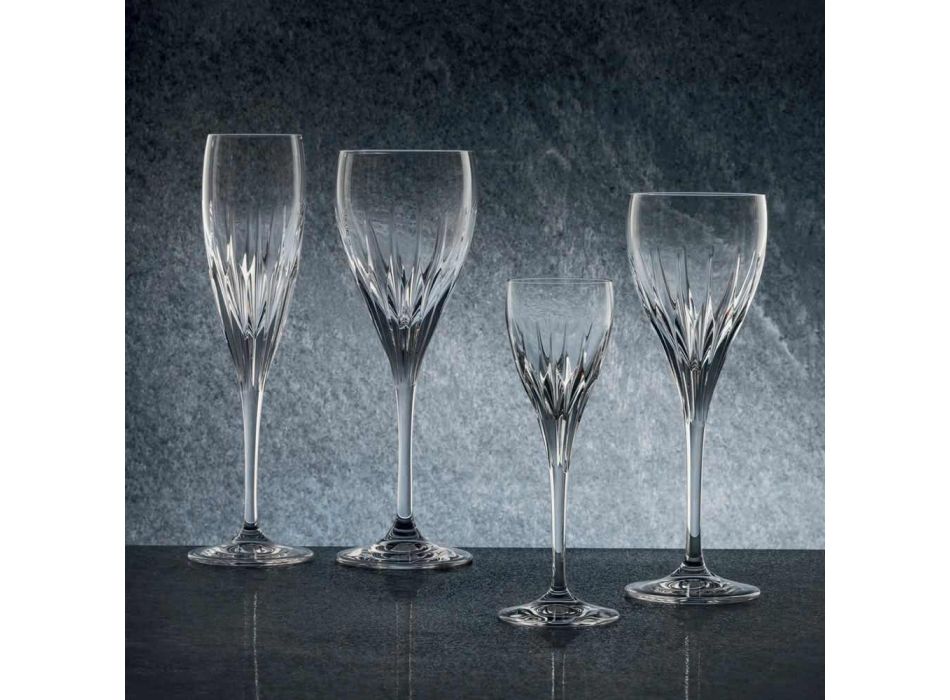 12 copas de vino blanco decoradas a mano en cristal de lujo ecológico - Voglia