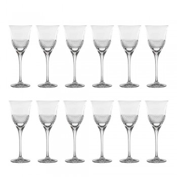 12 Copas de Vino Blanco en Cristal Ecológico Diseño Decorado de Lujo - Milito