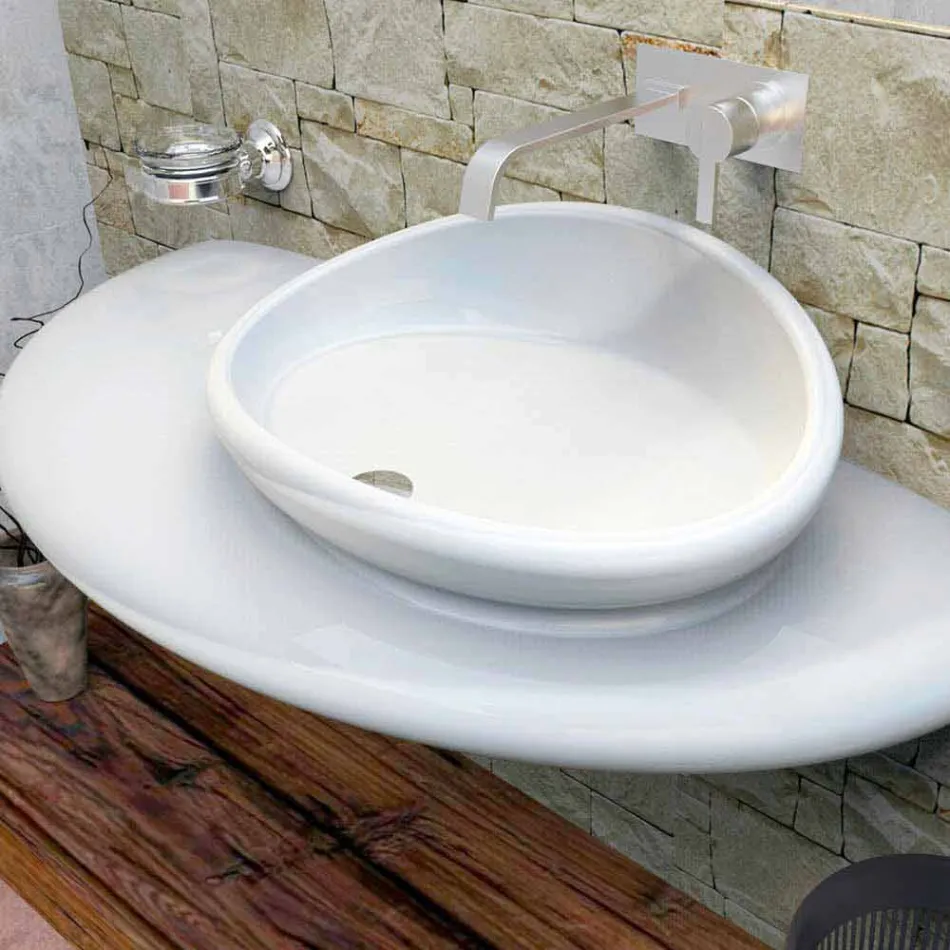 Lavabo de piedra de diseño moderno hecho en Italia viadurini