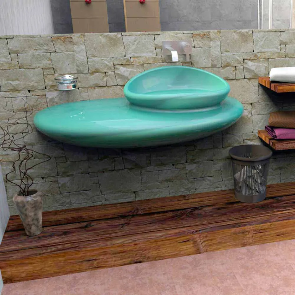 Lavabo de piedra de diseño moderno hecho en Italia viadurini