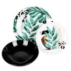 18 platos de porcelana con decoraciones exóticas de hojas verdes - Immer viadurini