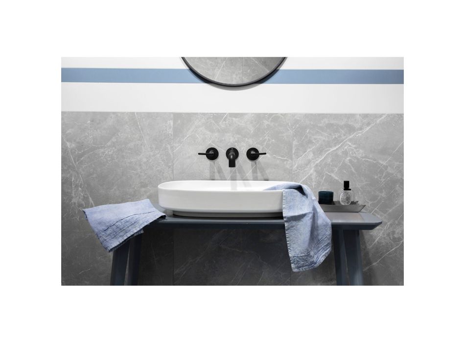 2 toallas para invitados en lino pesado Diseño de lujo italiano azul claro - Jojoba viadurini