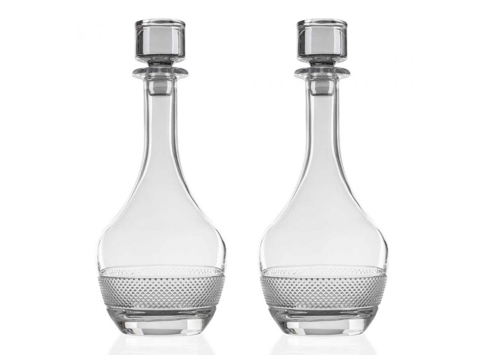 2 Botellas de Vino con Tapa de Cristal Ecológico Diseño Redondo - Milito
