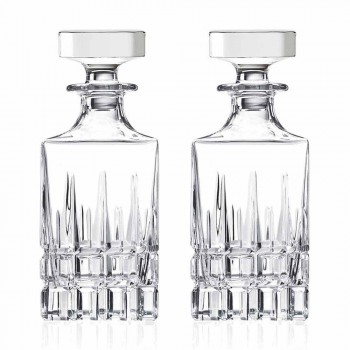 2 Botellas de Whisky con Tapa de Cristal Diseño Cuadrado con Tapa - Fiucco