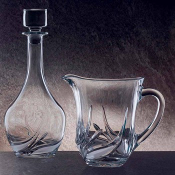 2 Jarras de agua en cristal ecológico con decoraciones de lujo Made in Italy - Adviento