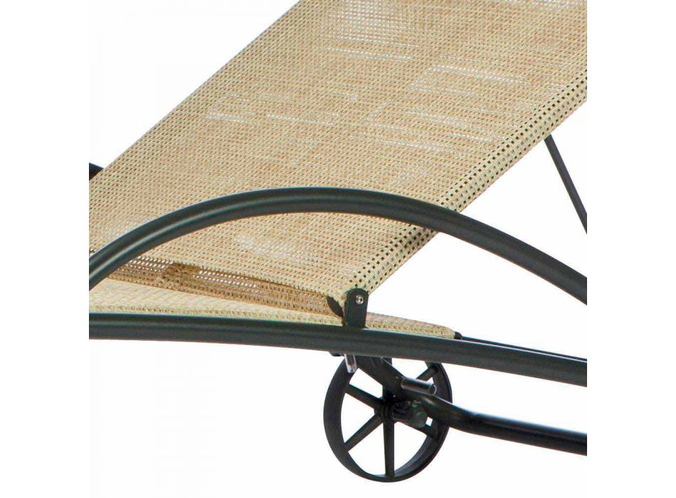 2 chaise longues apilables para exterior en metal y tela Made in Italy - Perlo viadurini