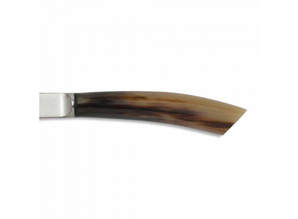 2 cuchillos de carne con mango de cuerno o madera Made in Italy - Marino viadurini
