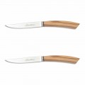 2 cuchillos de carne con mango en cuerno de buey o madera Made in Italy - Marino