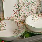 2 ensaladeras con adornos navideños en platos de porcelana para servir - Escoba de carnicero viadurini