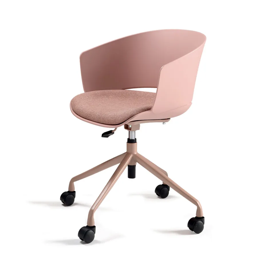 2 sillones giratorios de 180° con asiento tapizado en tela de polipropileno - Renza viadurini
