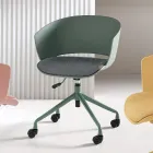 2 sillones giratorios de 180° con asiento tapizado en tela de polipropileno - Renza viadurini