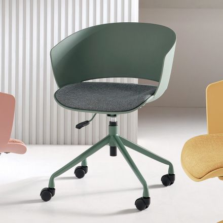 2 sillones giratorios de 180° con asiento tapizado en tela de polipropileno - Renza viadurini