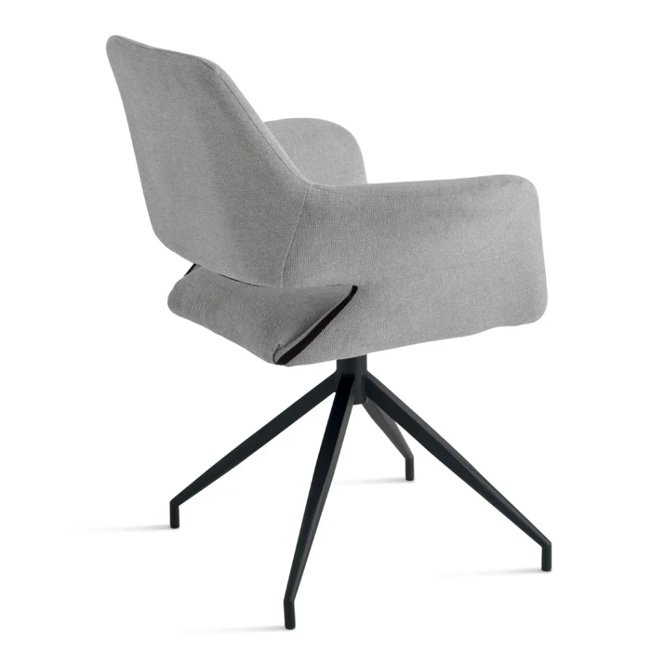 2 sillones giratorios de 180° tapizados en tela y con estructura metálica - Ivana viadurini