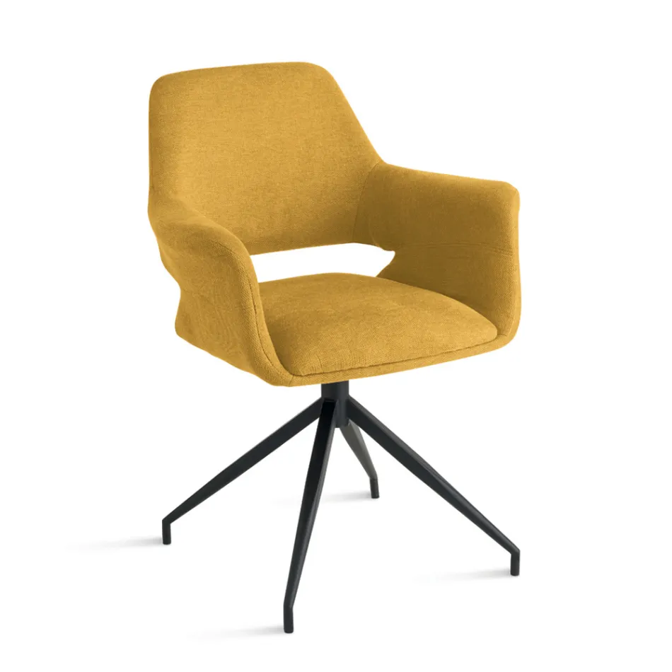 2 sillones giratorios de 180° tapizados en tela y con estructura metálica - Ivana viadurini