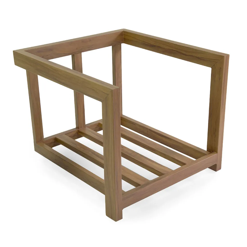 2 Sillones con Mesa de Aluminio con Transferencia Térmica Efecto Madera - Camper viadurini