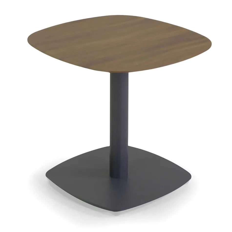 2 Sillones con Mesa de Aluminio con Transferencia Térmica Efecto Madera - Camper viadurini