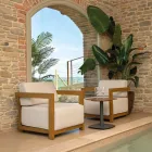 2 Sillones con Mesa de Aluminio con Transferencia Térmica Efecto Madera - Camper viadurini