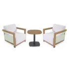 2 Sillones con Mesa de Aluminio con Transferencia Térmica Efecto Madera - Camper viadurini