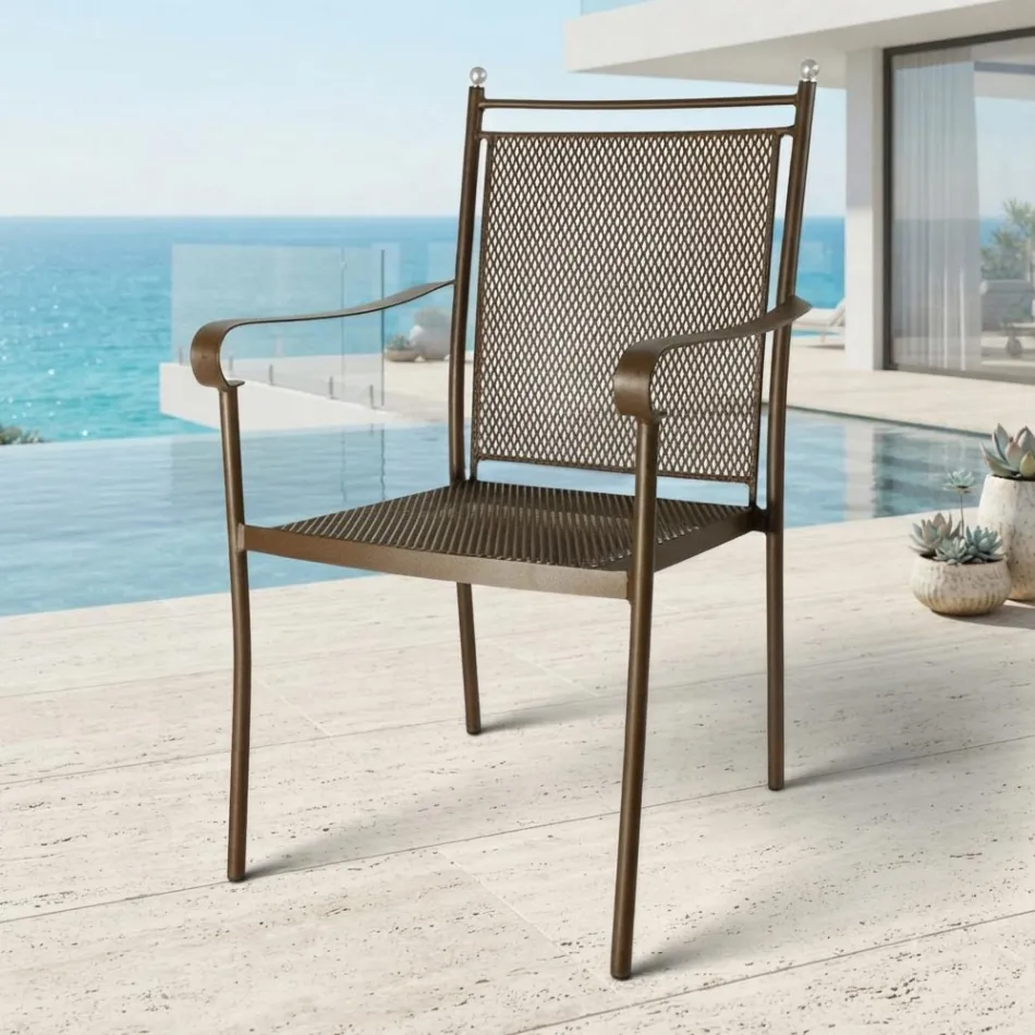 2 sillones de jardín de metal de diseño clásico fabricados en Italia - Solis viadurini