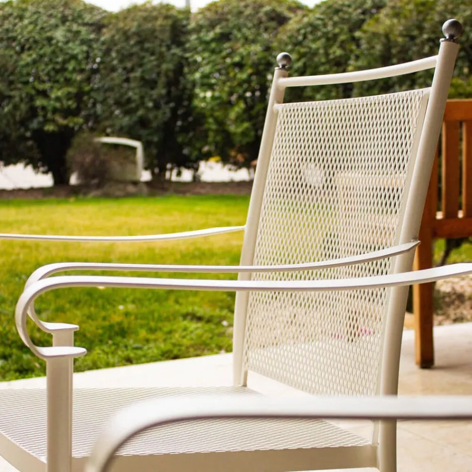 2 sillones de jardín de metal de diseño clásico fabricados en Italia - Solis viadurini