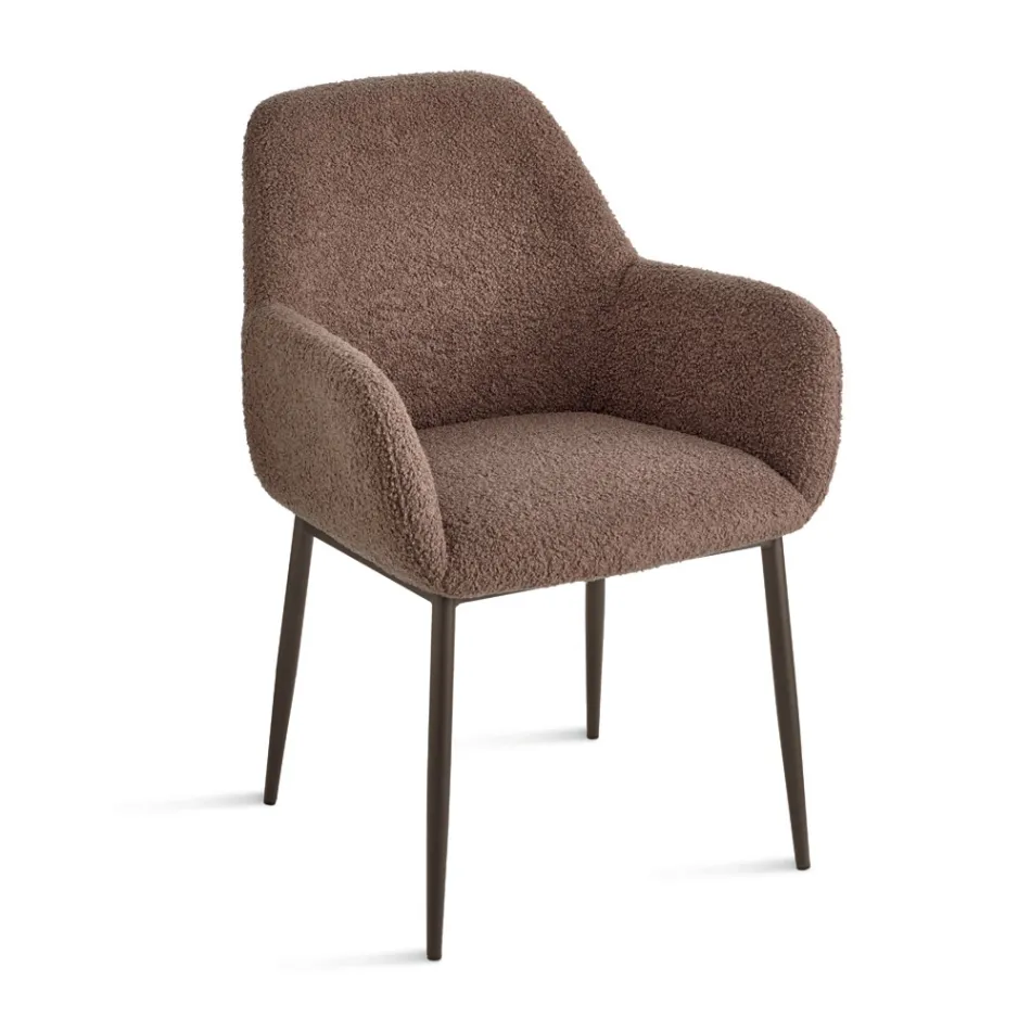 2 sillones de tela bouclé en diferentes colores y estructura metálica - Teodora viadurini