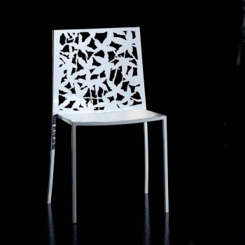 2 sillas de metal blanco tallado con láser de diseño moderno - Patatix