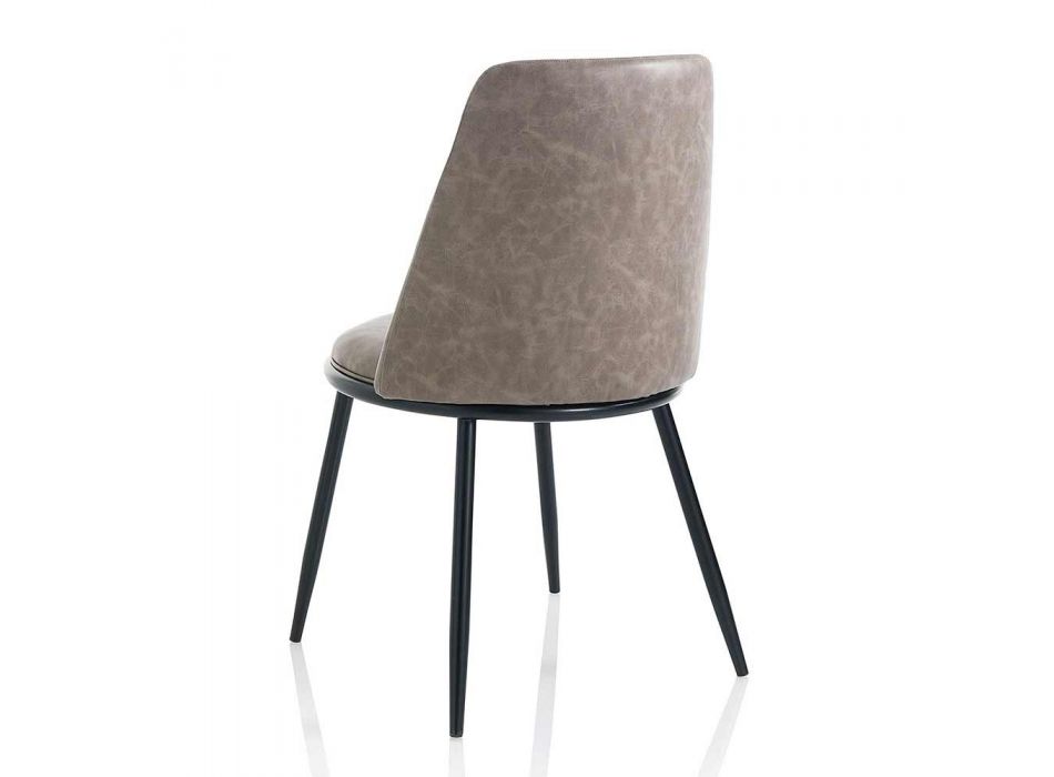2 sillas de comedor modernas en cuero sintético y metal negro mate - Frizzi