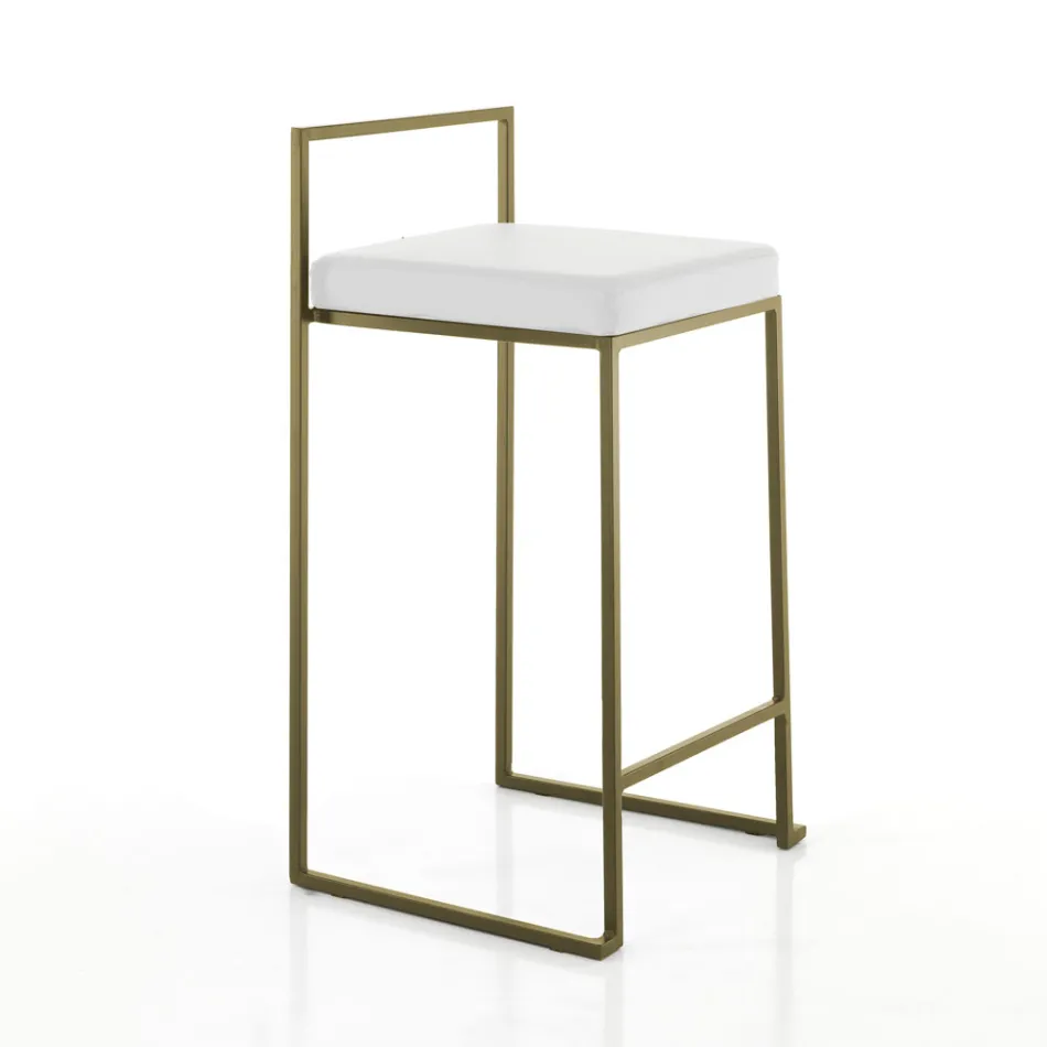 2 Taburetes de Salón con Asiento de Piel Sintética - Afnio viadurini