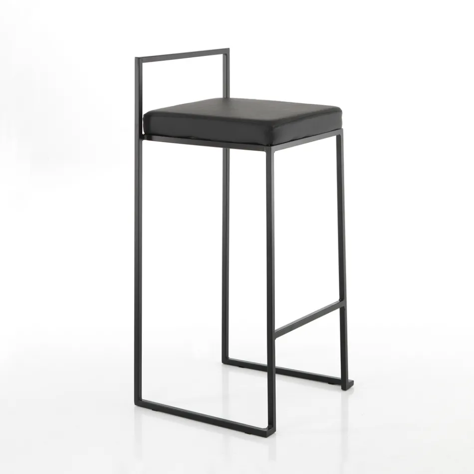 2 Taburetes de Salón con Asiento de Piel Sintética - Afnio viadurini