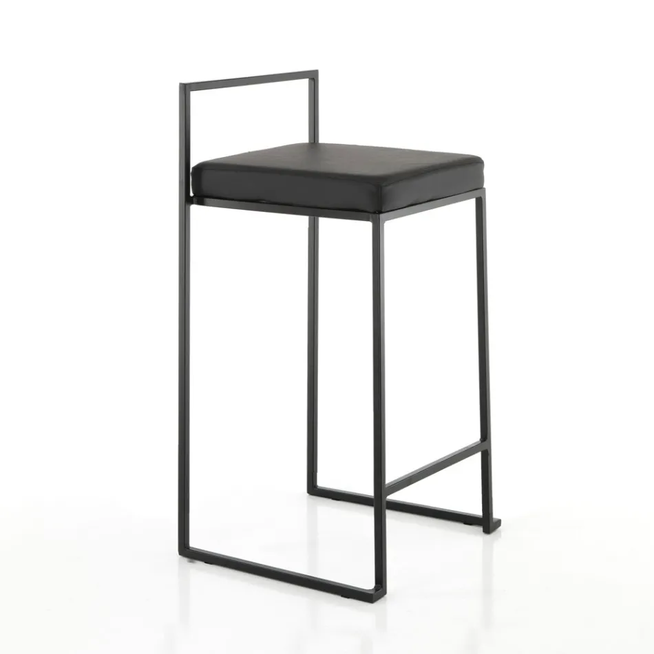 2 Taburetes de Salón con Asiento de Piel Sintética - Afnio viadurini