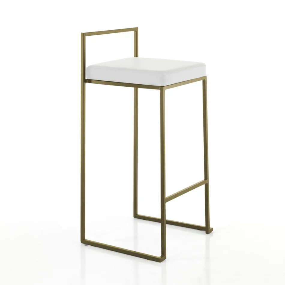 2 Taburetes de Salón con Asiento de Piel Sintética - Afnio viadurini