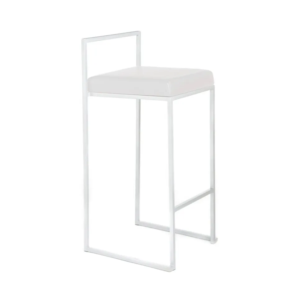 2 Taburetes de Salón con Asiento de Piel Sintética - Afnio viadurini