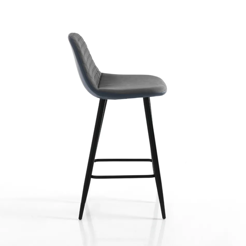 2 Taburetes de tela efecto terciopelo gris envejecido - Biscia viadurini