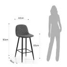 2 Taburetes de tela efecto terciopelo gris envejecido - Biscia viadurini